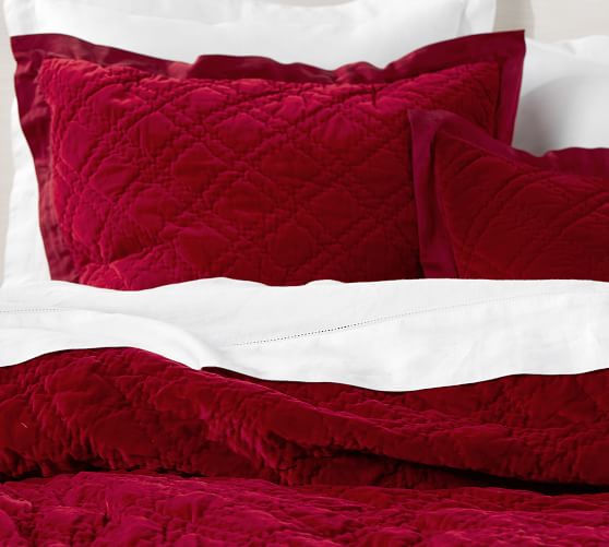 Washed Velvet Silk Blend Quilt & Sham Ruby Pottery Barn