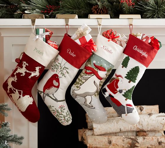 personalized winter crewel stockings