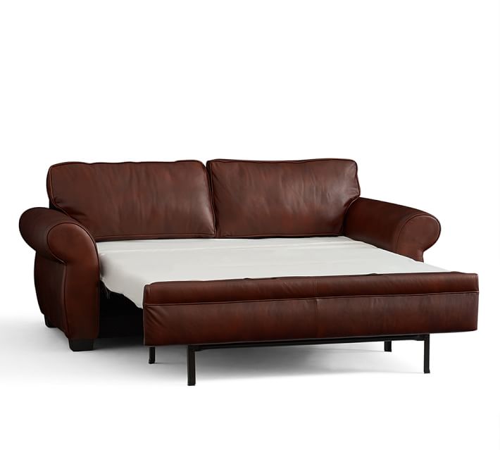Pearce Roll Arm Leather Deluxe Sleeper Sofa Pottery Barn