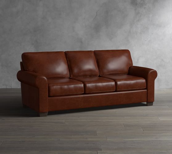Buchanan Roll Arm Leather Sofa Collection Pottery Barn