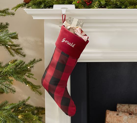 personalized plaid stockings pottery barn