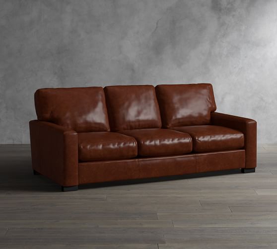 Turner Collection Pottery Barn Turner Square Arm Leather Sofa