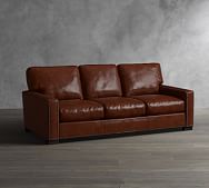 Rustic Leather Sectional Pottery Barn Turner Square Arm Leather Sofa With Nailheads