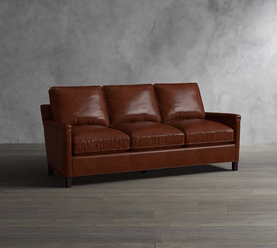 Tyler Leather Square Arm Sofa Pottery Barn