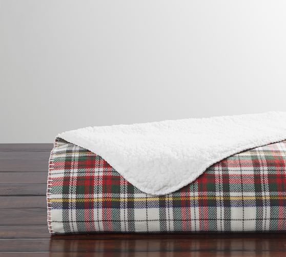 Denver Plaid Sherpa Oversize Throw Pottery Barn