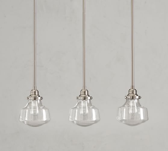 Pb Classic 3 Light Pendant With Schoolhouse Glass Shade Pottery Barn Pb Classic 3 Light Pendant With Schoolhouse Glass Shade
