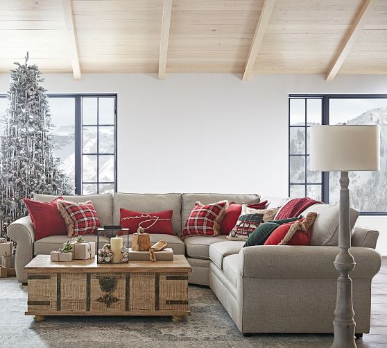 Sectional Sofas Couches Modular Pottery Barn Pearce Upholstered 3 Piece L Shaped Sectional With Wedge