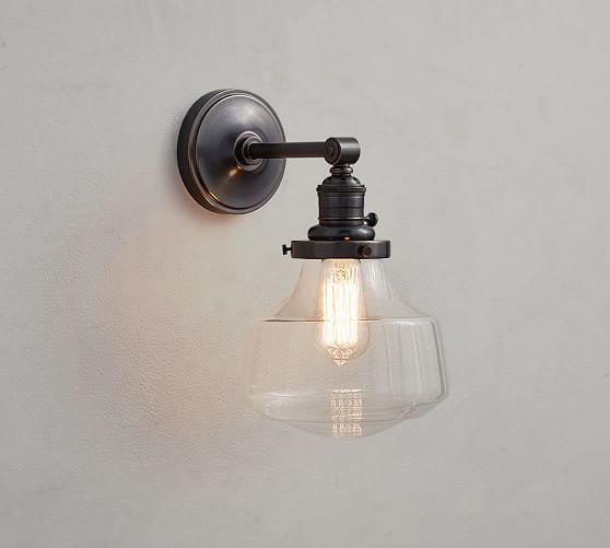 Pb Classic Schoolhouse Straight Arm Sconce Clear Glass Pottery Barn Pb Classic Schoolhouse Straight Arm Sconce Clear Glass
