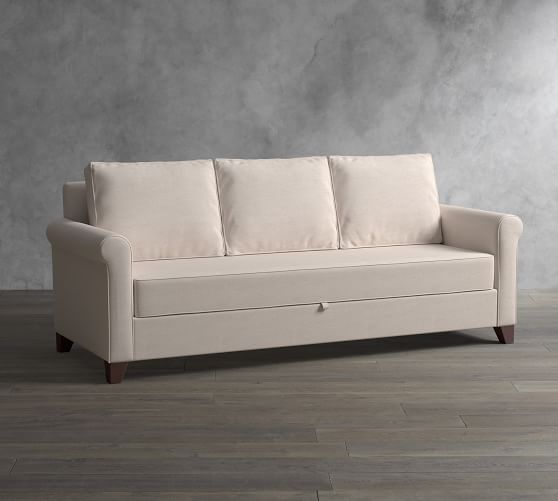 Cameron Roll Arm Upholstered Pull Up Platform Sleeper Sofa Pottery Cameron Roll Arm Upholstered Pull Up Platform Sleeper Sofa