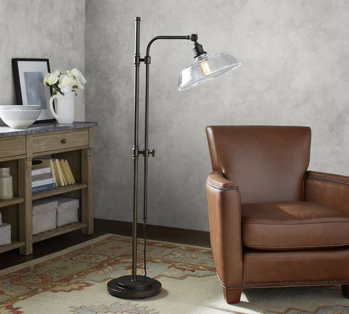 Pb Classic Articulating Floor Lamp With Farmhouse Glass Shade Pb Classic Articulating Floor Lamp With Farmhouse Glass Shade Pottery Barn