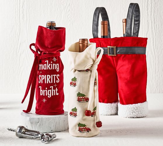 Santa Pants Wine Bag Pottery Barn