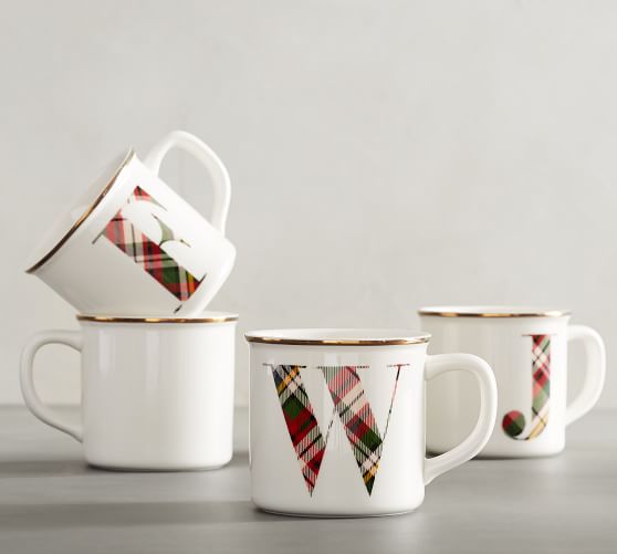 plaid alphabet mug pottery barn