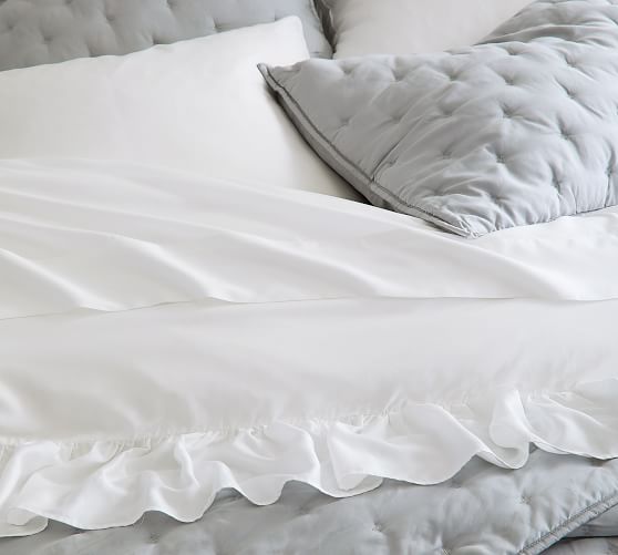 Tencel™ Ruffle Duvet Cover & Sham White Pottery Barn