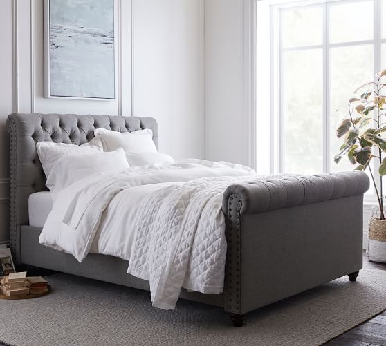 Upholstered Beds Bed Frames Fabric Pottery Barn Chesterfield Upholstered Bed