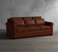 Leather Deep Seat Sofa Pottery Barn York Deep Roll Arm Leather Sofa Collection