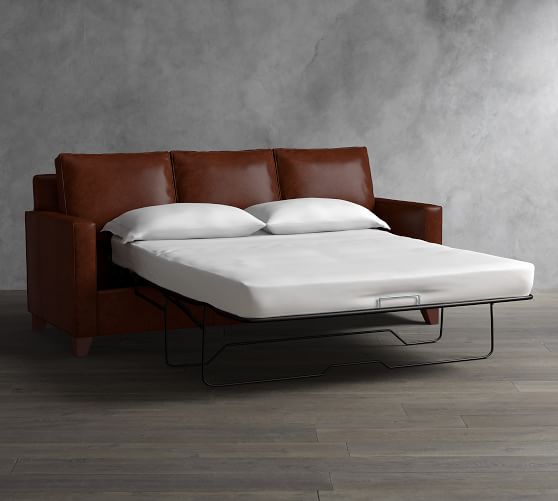 Cameron Square Arm Leather Sleeper Sofa Pottery Barn
