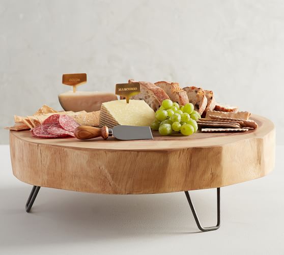 Wood Slab Cheese Serve Pedestal
