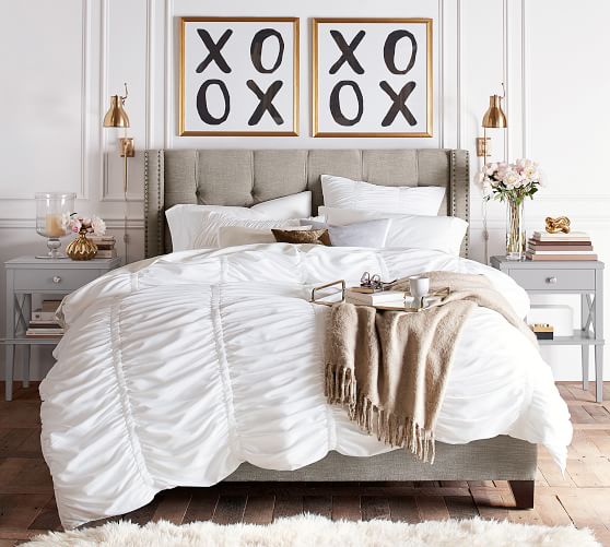 Beds Headboards Pottery Barn Harper Upholstered Tufted Low Bed