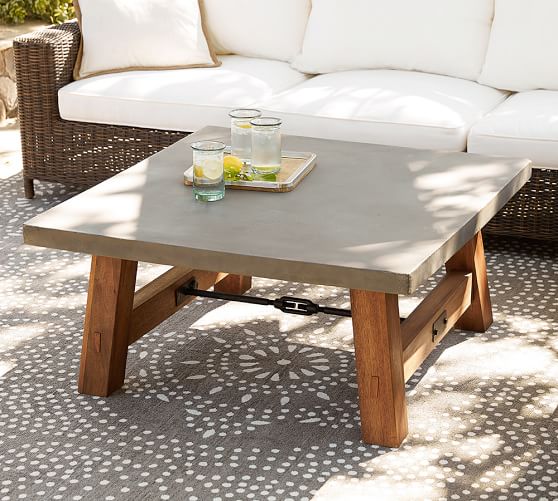 Outdoor Accent Tables Patio Side Pottery Barn Abbott Concrete Square Coffee Table