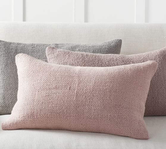 Faye Textured Linen Lumbar Pillow Covers Pottery Barn
