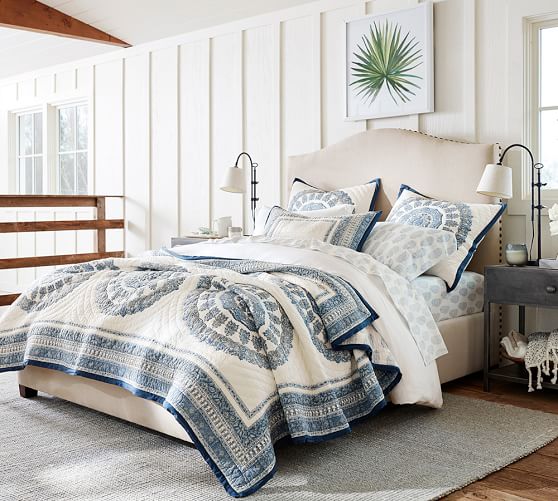 Upholstered Beds Bed Frames Fabric Pottery Barn Raleigh Upholstered Curved Tall Bed