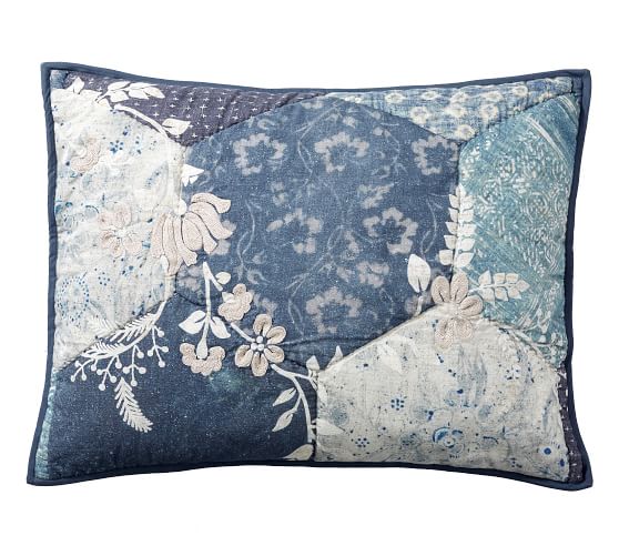 Sage Embroidered Sham Pottery Barn