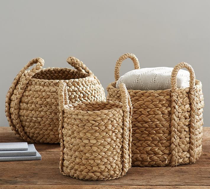 beachcomber round handled baskets pottery barn