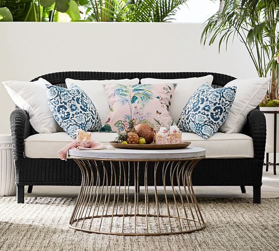 Palmetto All Weather Wicker Sofa Black Pottery Barn Palmetto All Weather Wicker Sofa Black