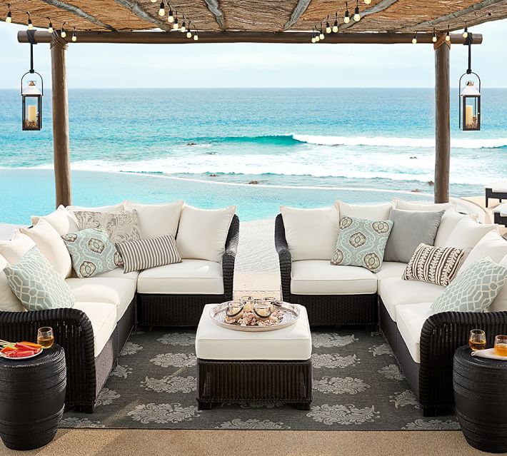 Paisley Jacquard Indoor Outdoor Rug Neutral Pottery Barn