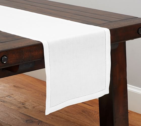 Linen Hemstitch Table Runner Pottery Barn