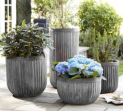 Outdoor Planters Patio Plant Pots Pottery Barn Concrete Fluted Planters