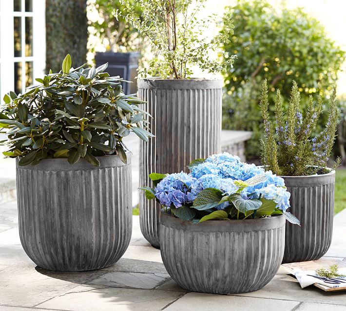 Concrete Fluted Planters Pottery Barn