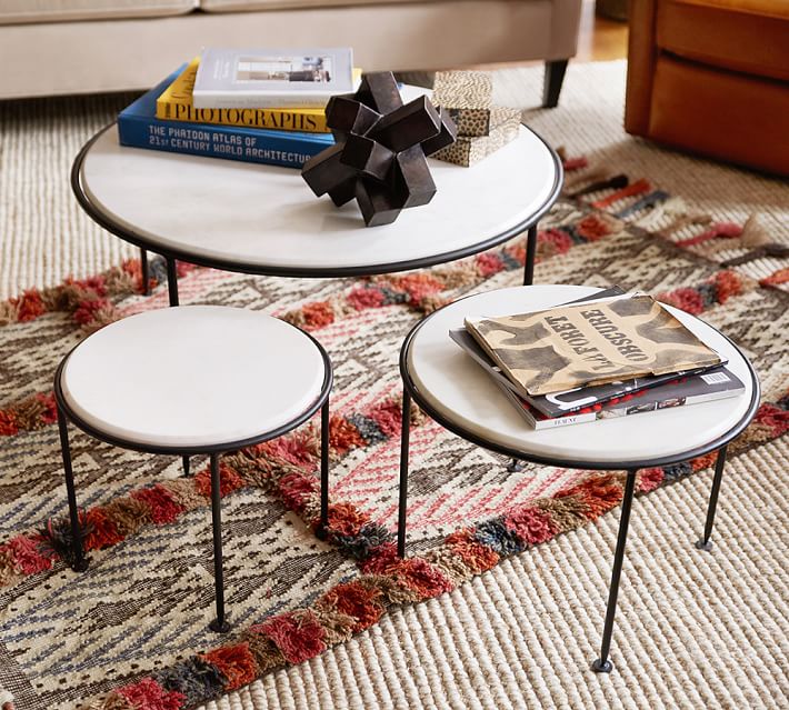 Louise Marble Top Nesting Tables Set Of 3 Pottery Barn