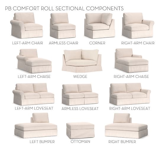 Build Your Own Box Edge Pb Comfort Roll Arm Slipcovered Sectional Build Your Own Box Edge Pb Comfort Roll Arm Slipcovered Sectional Components Pottery Barn