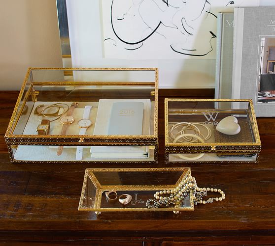 Antique Gold Jewelry Boxes Pottery Barn - Antique Gold Jewelry Boxes Pottery Barn