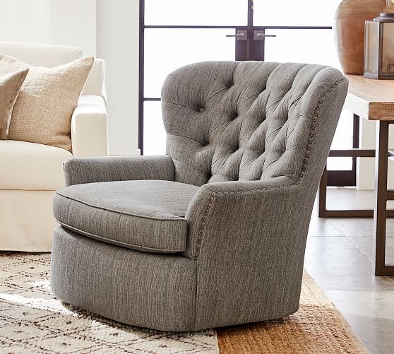 Cardiff Upholstered Swivel Armchair Pottery Barn