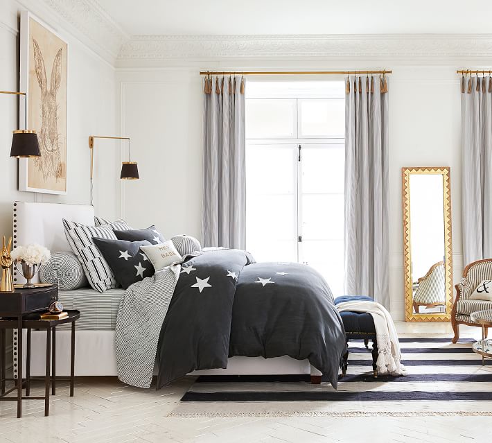The Emily Meritt Ticking Stripe Curtain With Hook And Tassel The Emily Meritt Ticking Stripe Curtain With Hook And Tassel Pottery Barn
