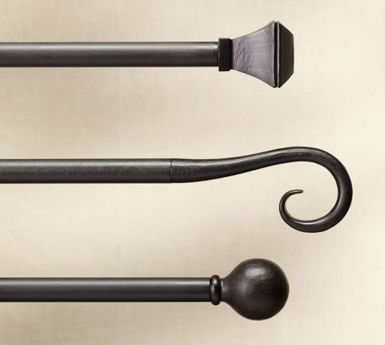 Cast Iron Square Finial Curtain Rod Pottery Barn