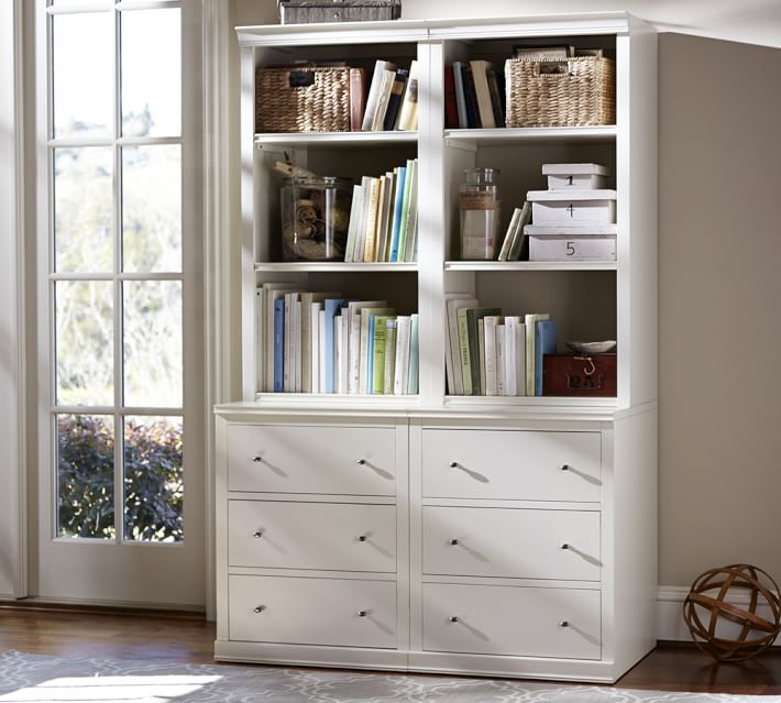 Logan Bookcase With Drawers Pottery Barn
