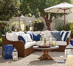 Indio Mahogany Outdoor Furniture Collection Pottery Barn Build Your Own Palmetto All Weather Wicker Sectional