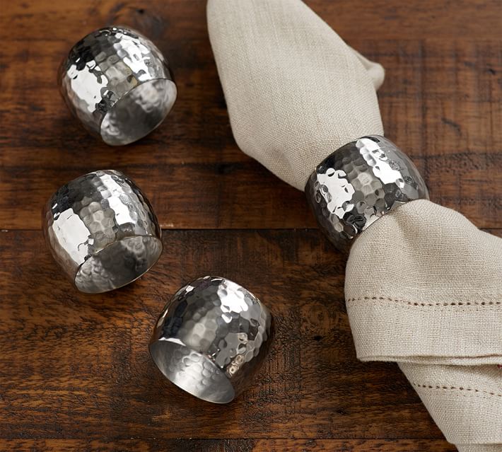 Hammered Nickel Napkin Ring Set Pottery Barn