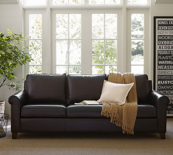 Cameron Roll Arm Leather Sofa Pottery Barn Cameron Roll Arm Leather Sofa