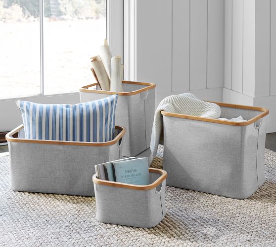 Small Storage Solutions Baskets Bins Pottery Barn Camryn Fabric Baskets