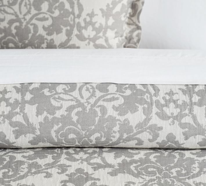 Neutral Jacquard Linen Medallion Patterned Duvet Cover Sham Neutral Jacquard Linen Medallion Patterned Duvet Cover Sham Pottery Barn