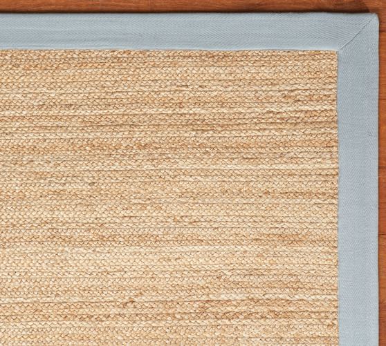 Color Bound Flat Braided Jute Rug Blue Pottery Barn Alternate View
