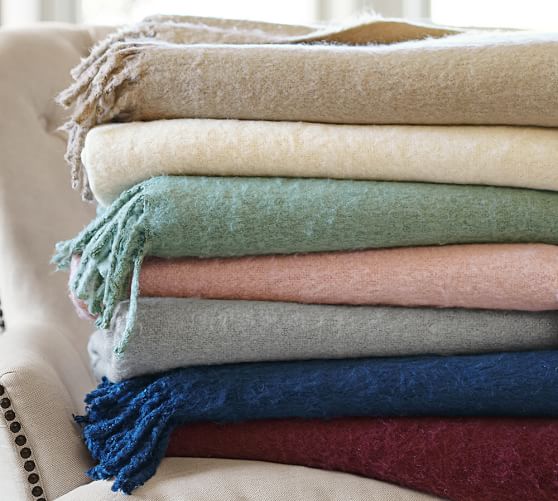 Solid Faux Mohair Oversized Throw 55 X 80 Ivory Pottery Barn