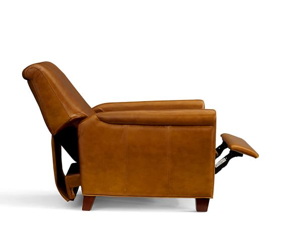 Leather Armchairs Pottery Barn Irving Roll Arm Leather Recliner