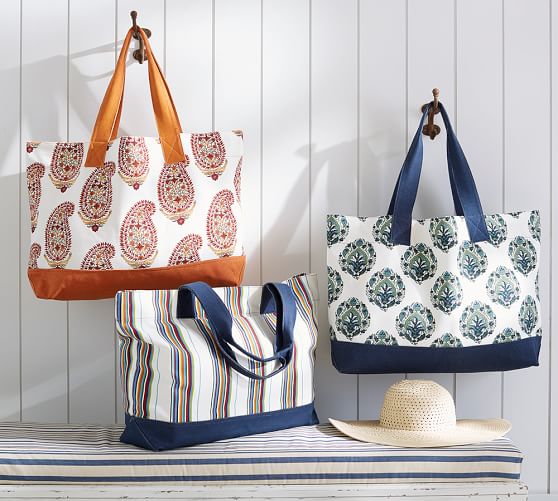 Printed Canvas Tote Bag Pottery Barn Printed Canvas Tote Bag