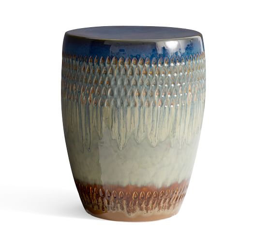 Global Glaze Ceramic Outdoor Accent Stool | Pottery Barn