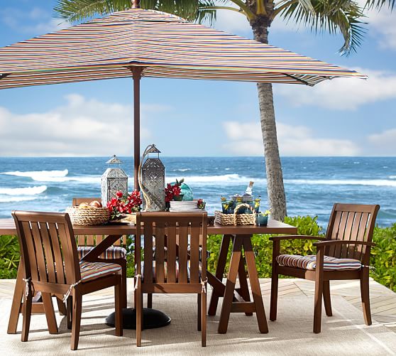 Rectangular Market Umbrella Newport Stripe Sunbrella® Pottery Barn